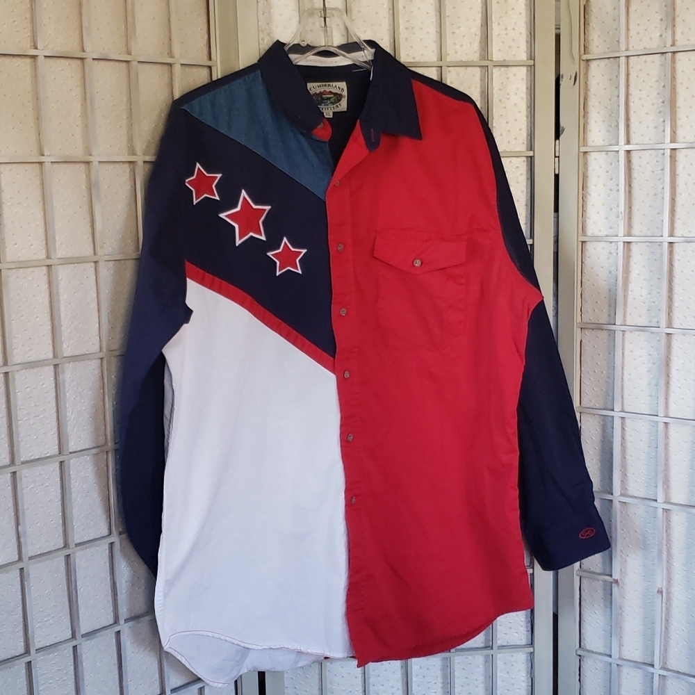 Cumberland vintage patriot western cowboy button down shirt size XL